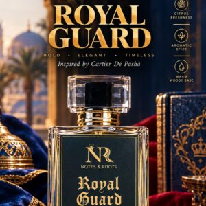 Royal Guard Eau de Parfum bottle and box inspired by Cartier de Pasha