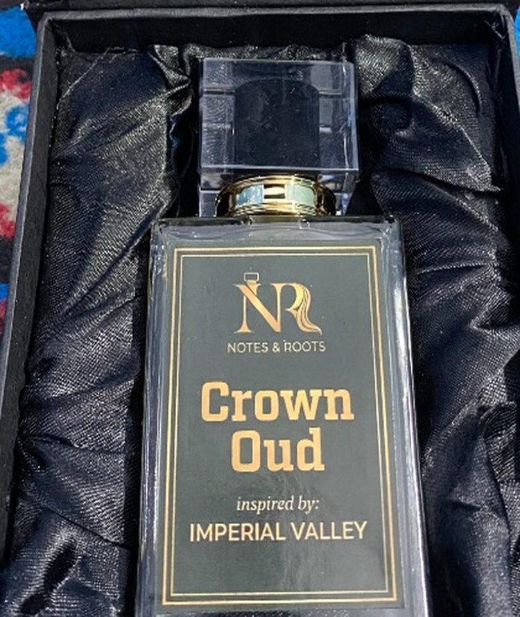 Crown Oud Eau de Parfum bottle and packaging inspired by Imperial Valley